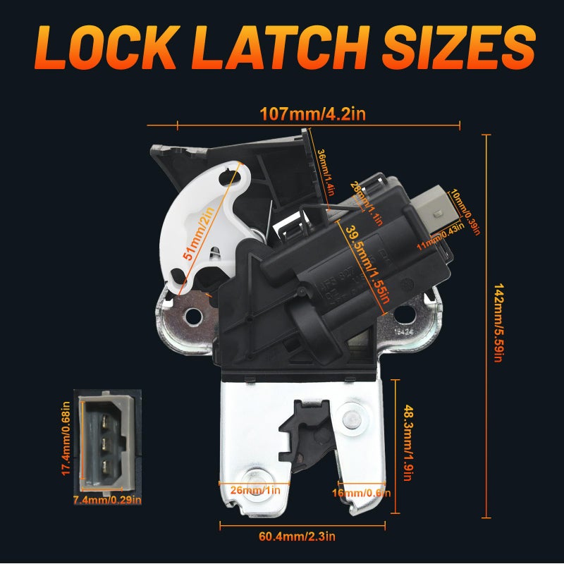 Geloo 4F5827505D 4F5 827 505 D Rear Trunk Lock Latch Actuator Replacement for VW Passat B7 EOS CC A6 C6 A4 A5 A8 Seat EXEO Jetta Boot Lid Trunk Latch 4F5827505 A B C - Image 4